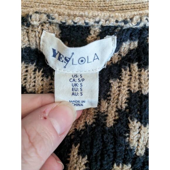 Yes Lola Leopard print Open Front Brown/Black Long Sleeve Cardigan Small - Picture 3 of 7